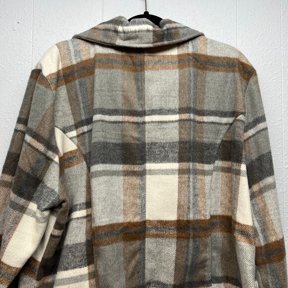 Attention Plaid Fleece Double Breasted Pea Coat Womens 2X Outdoors Wool Blend - Picture 8 of 11
